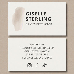 Tarjeta De Visita Instructor de Pilates Acuarela beige neutro