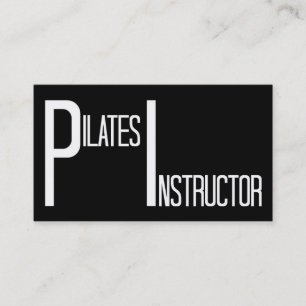 Tarjeta De Visita Instructor de Pilates Negro y Blanco