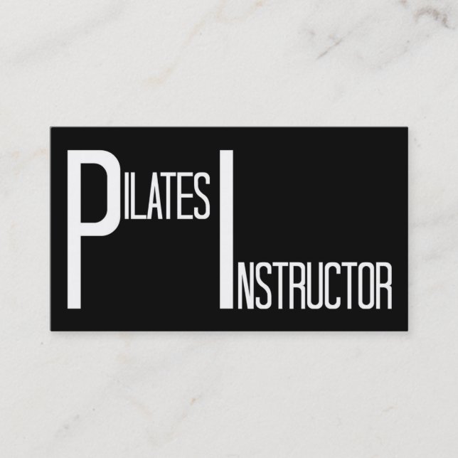 Tarjeta De Visita Instructor de Pilates Negro y Blanco (Anverso)