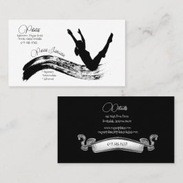 Tarjeta De Visita Instructor de Pilates Silhouette Pose Black & Whit