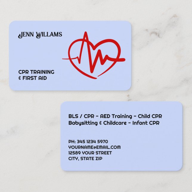 Tarjeta De Visita Instructor de primeros auxilios (Anverso / Reverso)