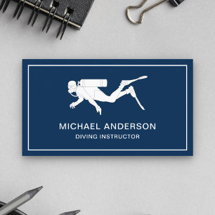 Tarjeta De Visita Instructor de submarinismo Navy Blue and White Scu