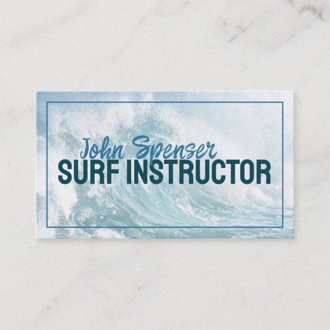 Tarjeta De Visita Instructor de Surf Lecciones de Surfing Big Ocean  (Anverso)