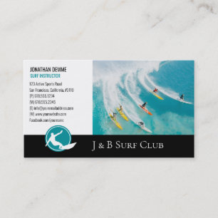 Tarjeta De Visita Instructor de Surf   Surfboard Active Recreation