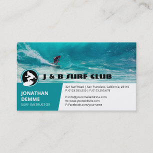 Tarjeta De Visita Instructor de Surf   Surfboard Active Recreation