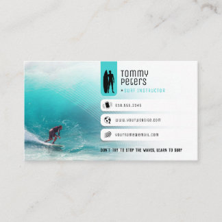 Tarjeta De Visita Instructor de Surf | Vacaciones activas de Surfboa