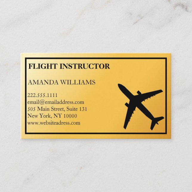Tarjeta De Visita Instructor de vuelo moderno para aviones a reacció (Anverso)