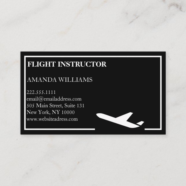 Tarjeta De Visita Instructor de vuelo moderno para aviones a reacció (Anverso)