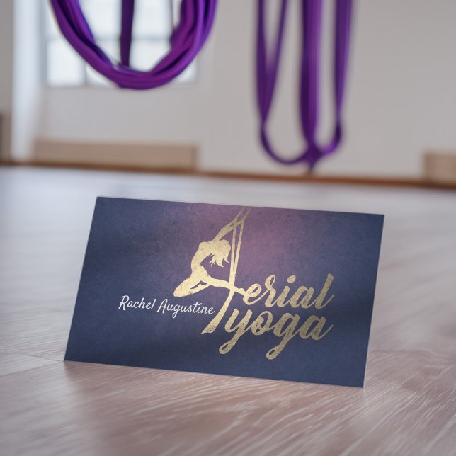 Tarjeta De Visita Instructor de yoga aéreo Pilates Fitness Purple Go (Subido por el creador)