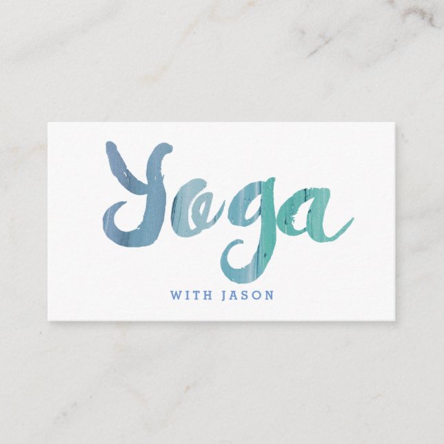 Tarjeta De Visita Instructor de yoga azul moderno (Anverso)