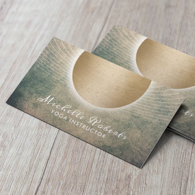 Tarjeta De Visita Instructor de yoga brillando la cosecha de oro (Subido por el creador)