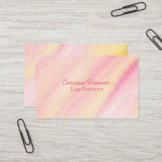 Tarjeta De Visita Instructor de yoga Calm Pink Water Wash