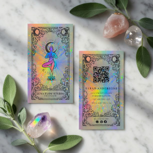 Tarjeta De Visita Instructor de Yoga   Celestial Holográfico