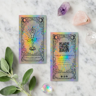 Tarjeta De Visita Instructor de Yoga   Celestial Holográfico