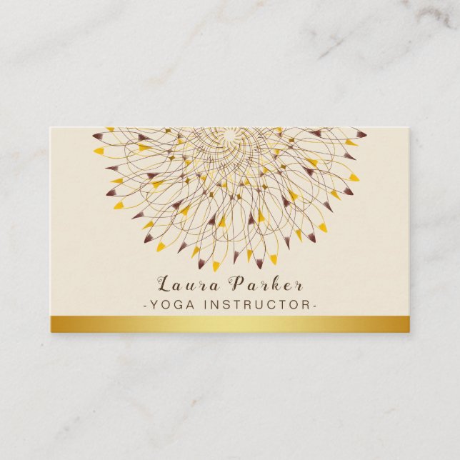 Tarjeta De Visita Instructor de Yoga Classic Mandala Lotus Floral (Anverso)