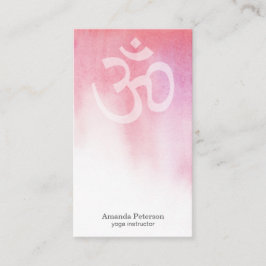 Tarjeta De Visita Instructor de yoga color agua rosa Om