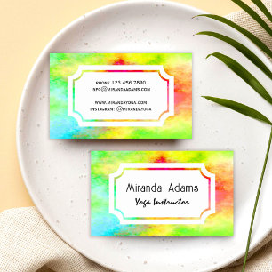 Tarjeta De Visita Instructor de Yoga con Acuarela Colorida Moderna y