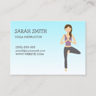 Tarjeta De Visita Instructor de Yoga con Mujer de Yoga en Postura de