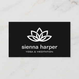 Tarjeta De Visita Instructor de yoga de flores de Lotus Black