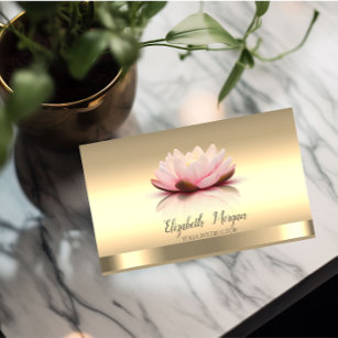 Tarjeta De Visita Instructor de yoga de flores Gold Lotus