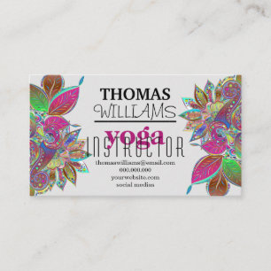 Tarjeta De Visita Instructor de yoga de ilustracion floral Mandala H