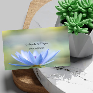 Tarjeta De Visita Instructor de Yoga de Loto Azul Elegante