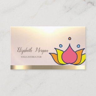 Tarjeta De Visita Instructor de Yoga de Loto Dorado Colorido