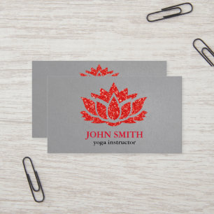 Tarjeta De Visita Instructor de Yoga de Loto Rojo Blanco Minimalista