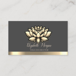 Tarjeta De Visita Instructor de Yoga de Lotus Gold Stripe