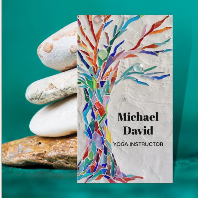 Tarjeta De Visita Instructor de yoga del árbol del arcoiris (Subido por el creador)