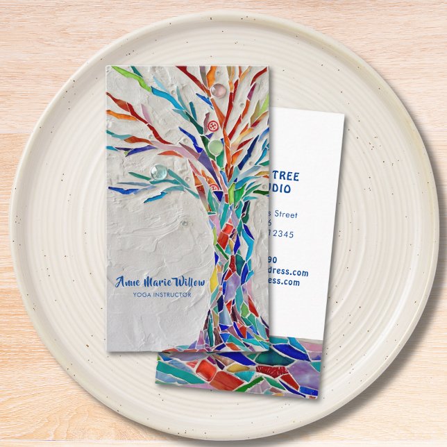 Tarjeta De Visita Instructor de yoga del árbol del arcoiris (Subido por el creador)