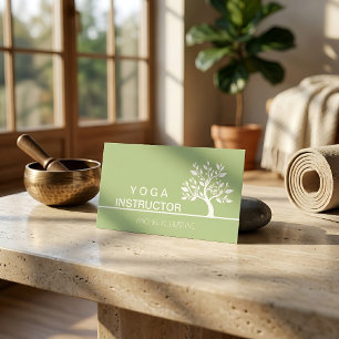 Tarjeta De Visita Instructor de Yoga del Árbol Elegante Coach de Vid