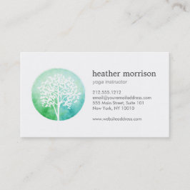 Tarjeta De Visita Instructor de yoga en árbol acuarela