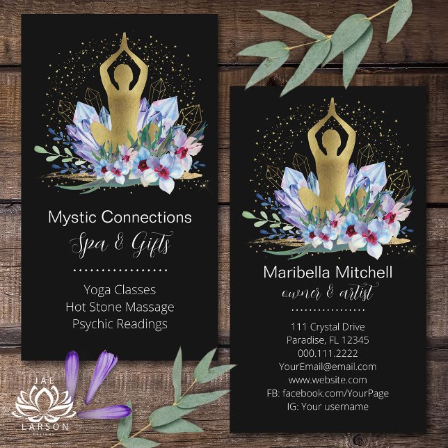 Tarjeta De Visita Instructor de yoga Energy Healer Crystals Reiki Sp (Subido por el creador)