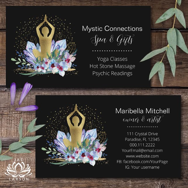 Tarjeta De Visita Instructor de yoga Energy Healer Crystals Reiki Sp (Subido por el creador)