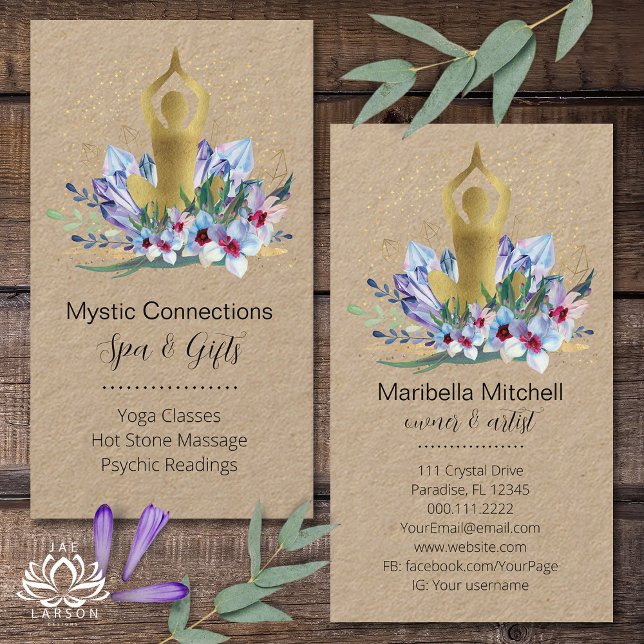 Tarjeta De Visita Instructor de yoga Energy Healer Crystals Reiki Sp (Subido por el creador)