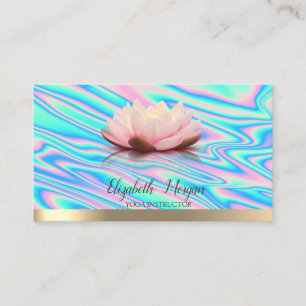 Tarjeta De Visita Instructor de Yoga Flor de Loto de Oro Holográfico