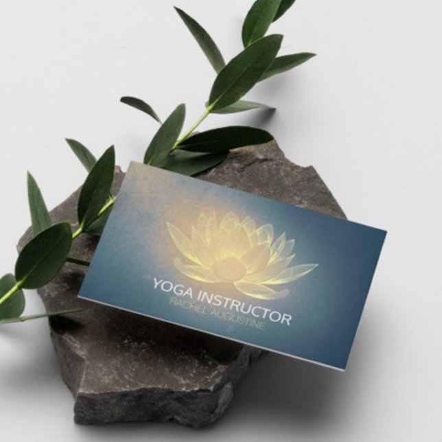 Tarjeta De Visita Instructor de Yoga Gbright Gold Lotus y Blue Grung (Subido por el creador)