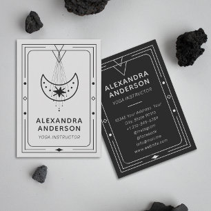 Tarjeta De Visita Instructor de Yoga Geométrico Celestial Crescent M