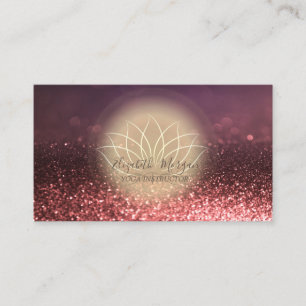 Tarjeta De Visita Instructor de Yoga Gold Lotus Bokeh