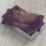 Tarjeta De Visita Instructor de Yoga Gold Lotus Mandala Vintage Purp<br><div class="desc">Instructor de Yoga Gold Lotus Mandala Vintage Purple Business Cards.</div>