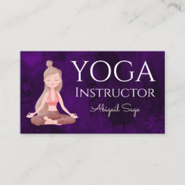 Tarjeta De Visita Instructor de Yoga Hermoso Chica de Meditación Púr