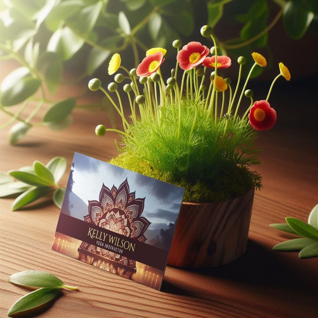 Tarjeta De Visita Instructor de yoga Lotus Floral Mandala (Subido por el creador)