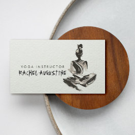 Tarjeta De Visita Instructor de Yoga Lotus Meditation Pose Brushstro