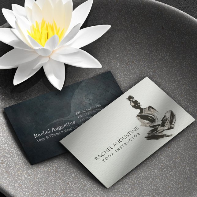 Tarjeta De Visita Instructor de Yoga Lotus Meditation Pose Brushstro (Subido por el creador)