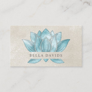 Tarjeta De Visita Instructor de Yoga Mandala de Loto Floral Turquesa