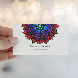 Tarjeta De Visita Instructor de Yoga Mandala moderno y colorido