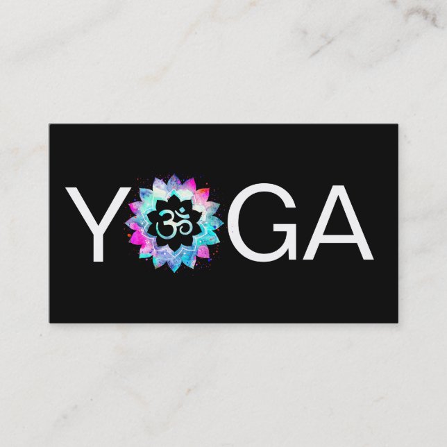 Tarjeta De Visita *~* Instructor de Yoga Mandala OM Aum Lotus (Anverso)