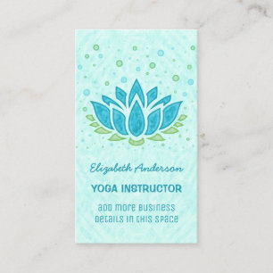 Tarjeta De Visita Instructor de yoga  Medición Zen Blue Lotus Flowe