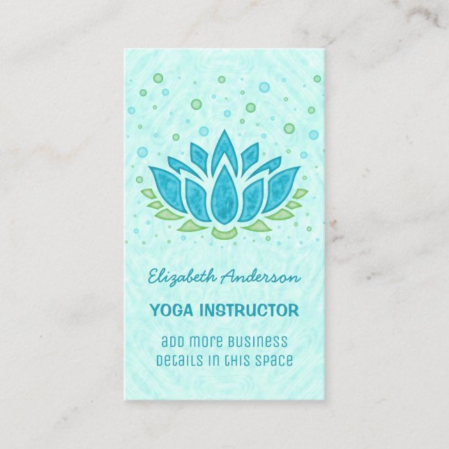 Tarjeta De Visita Instructor de yoga| Medición Zen Blue Lotus Flower (Anverso)